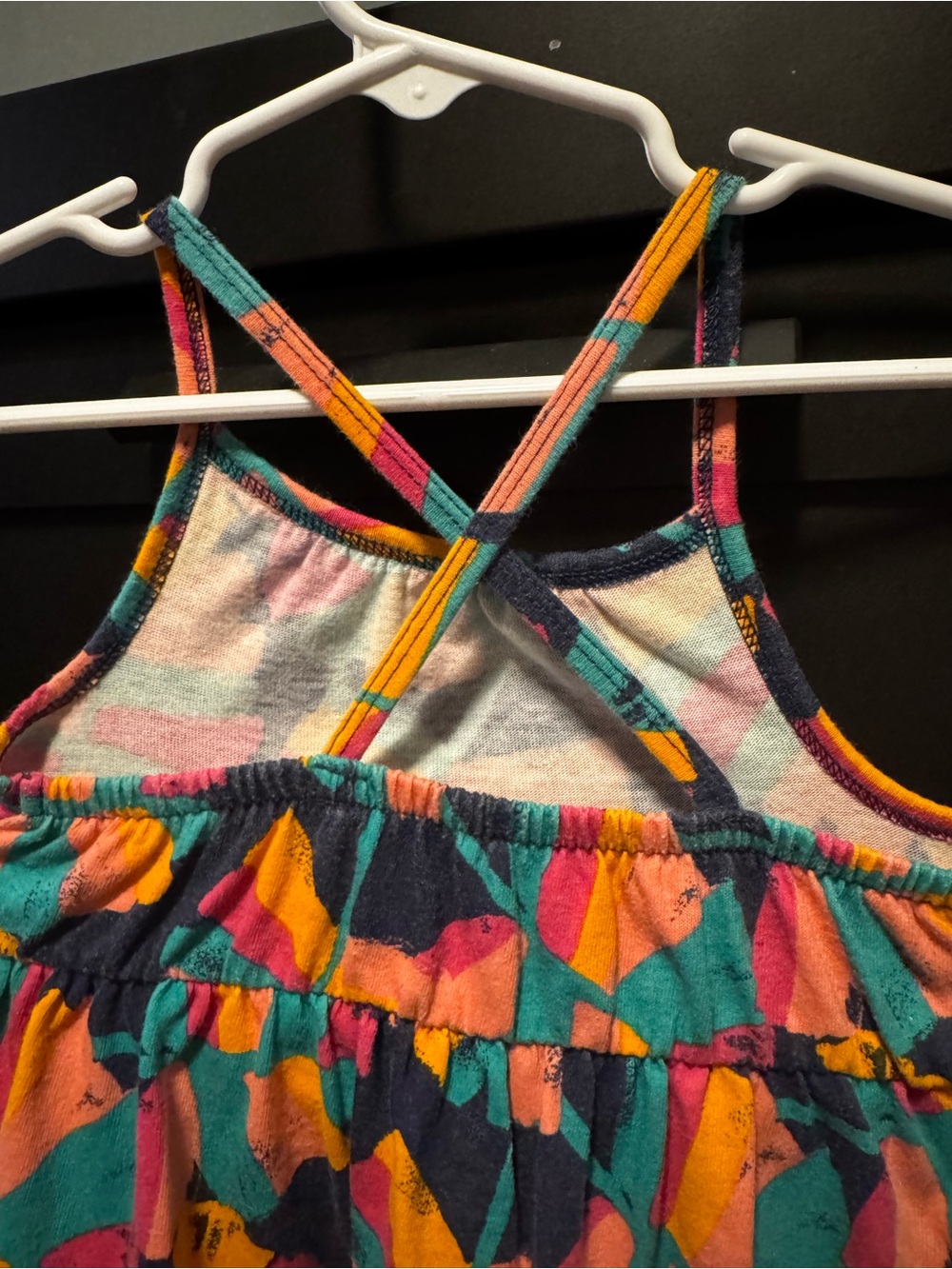 Cat & Jack Girls' Multicolor Tank Sundress - Navy, Pink, Teal, Orange, Yellow - Picture 2 of 4